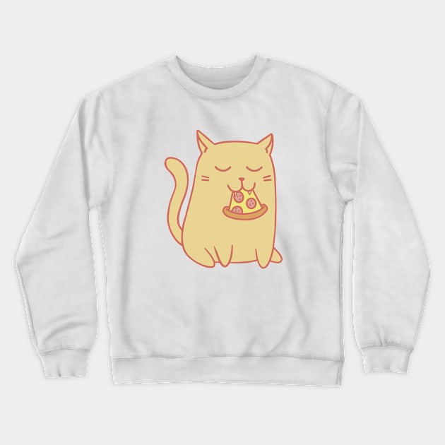 Cat Eating Pizza Crewneck Sweatshirt by Bruno Pires